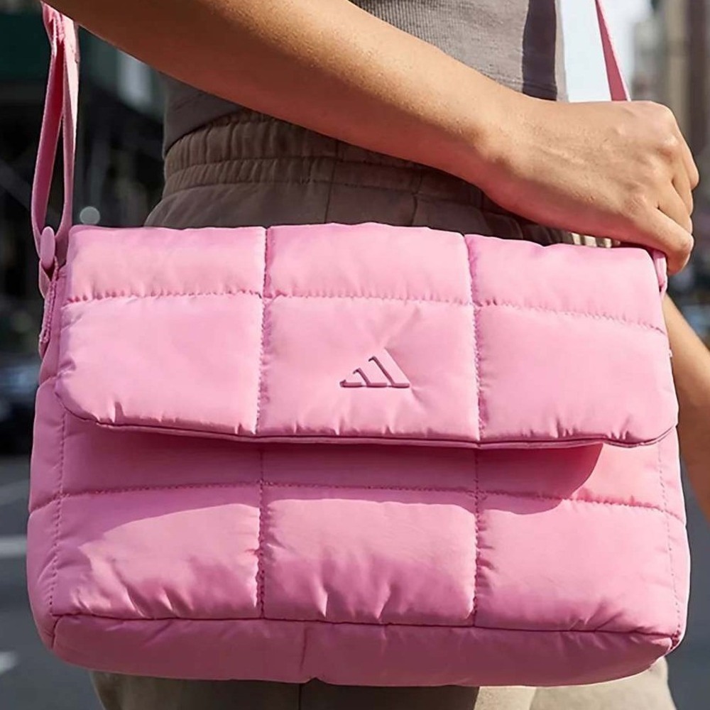Adidas Crossbody Bag Quilted Puffer Messenger Purse Pink Foldover Unisex New OS